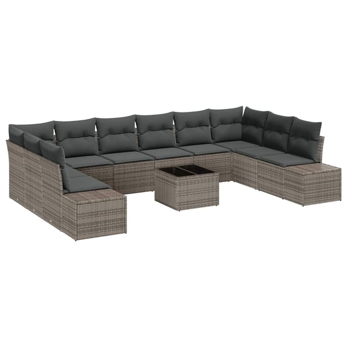 vidaXL Tuin Sofa Set 11 st Grijs poly rattan