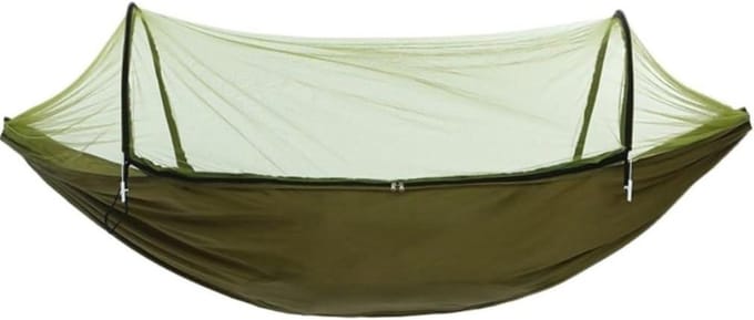 Draagbare Hangmat - Kampeer Hangmat - Ontspannen Buiten - Met Klamboe - 1.3 kg - Bruin
