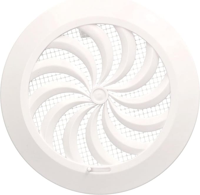 Rond Ventilatierooster 100 mm met Insectenbescherming - Afsluitbaar en Wit