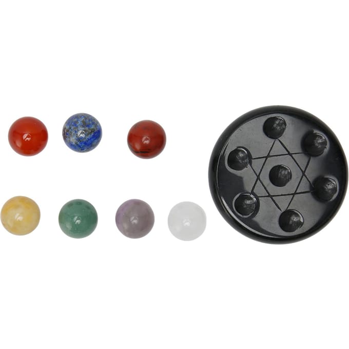 7 Pièces Pierres Chakra avec Base Obsidienne Pierres Chakra Ensemble Cristaux de Guérison pour Débutants Professionnel gray