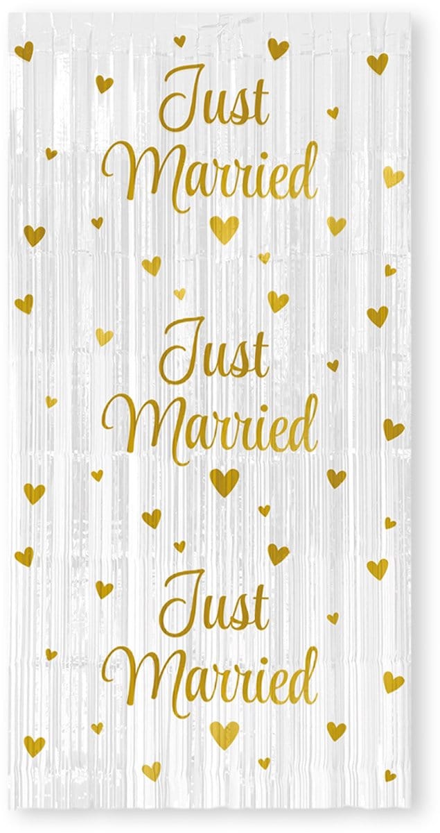 BTH - Just Married Gevelvlag - Huwelijk Versiering - Bruiloft Decoratie - Vlag - Slinger