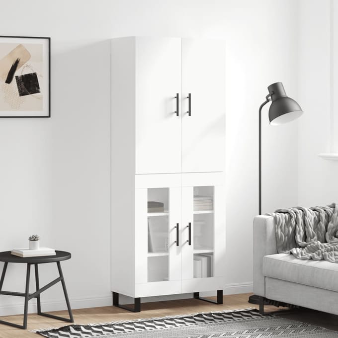 vidaXL - Hoge - kast - 69,5x34x180 - cm - bewerkt - hout - wit