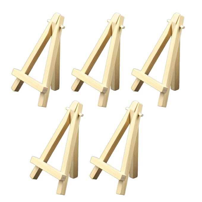 5 stuks 5 inch mini display houten ezel driehoekige ondersteuning draagbare mini houten kunstenaars ezel voor beige