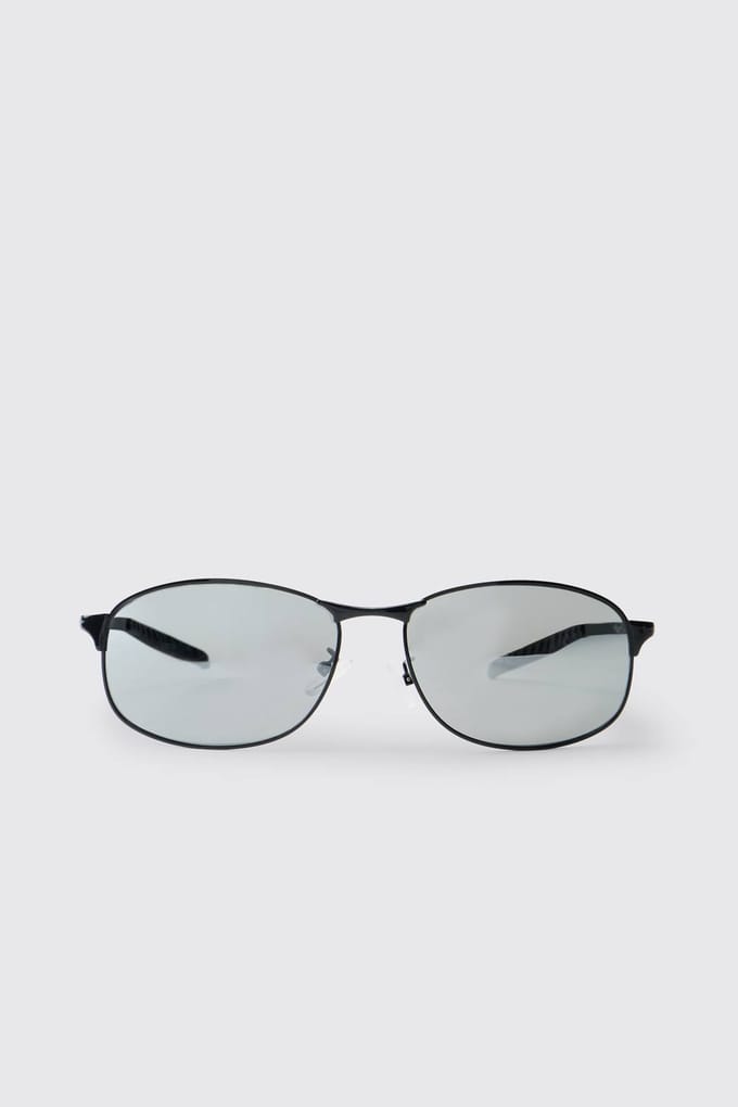 Metalen Rechthoekige Zonnebril | Black
