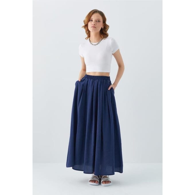 Hoge Taille Lange Rok met Zakken
