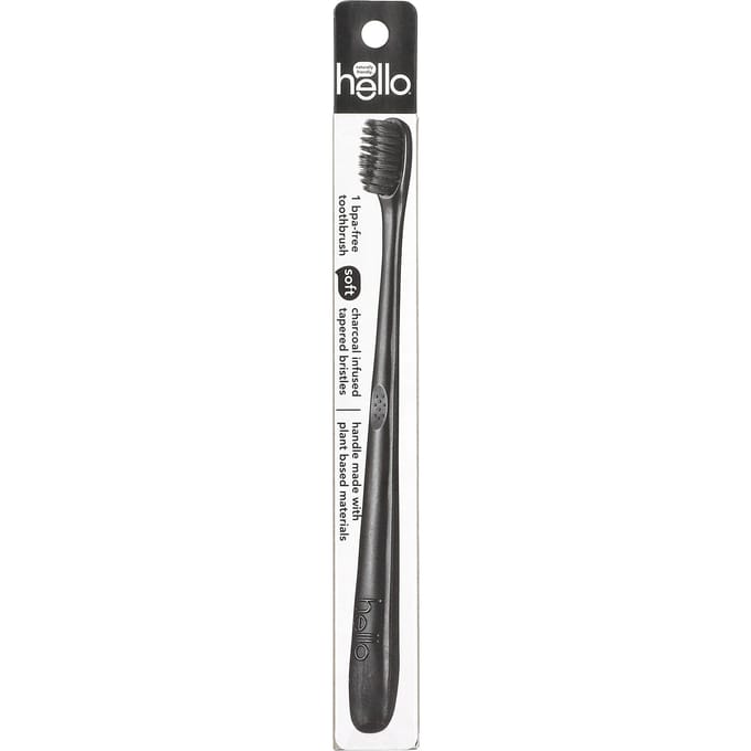 Hallo, BPA-vrije houtskool tandenborstel, 1 verpakking gray
