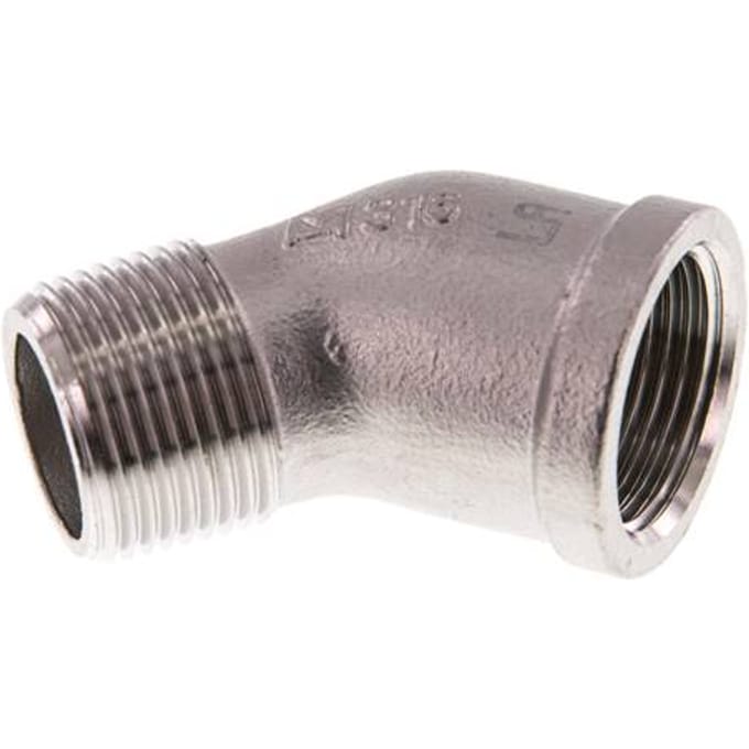 Rp 3/4'' x R 3/4'' F/M RVS L-Fitting 45graden 16 Bar