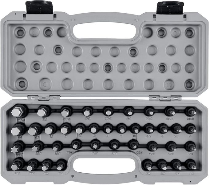 Doppenset Slagvast - Socket Set Torx - Reparaties Uitvoeren - Tweedelig Ontwerp - 40 Delig - Grijs