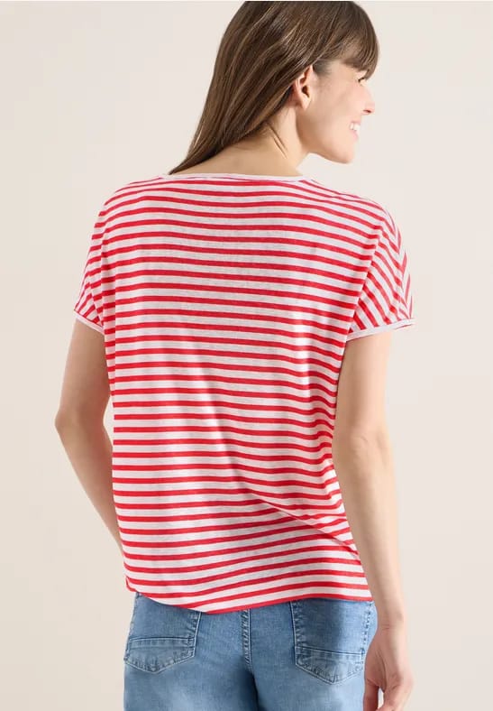 Shirt met boothals en strepen