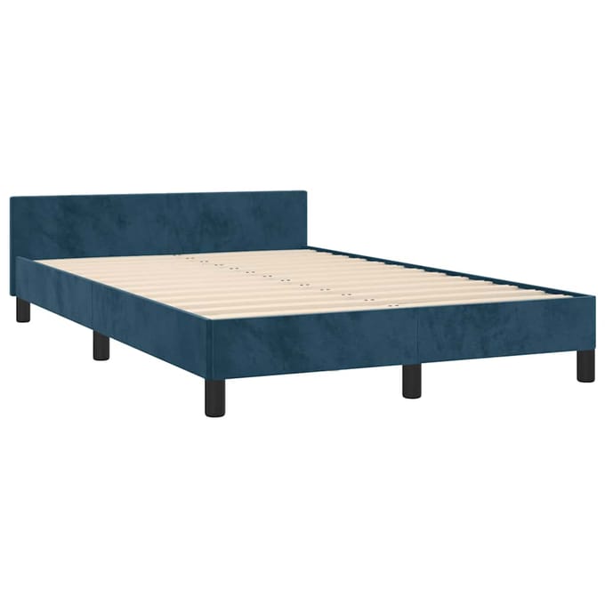 vidaXL - Bedframe - zonder - matras - 120x190 - cm - fluweel - donkerblauw