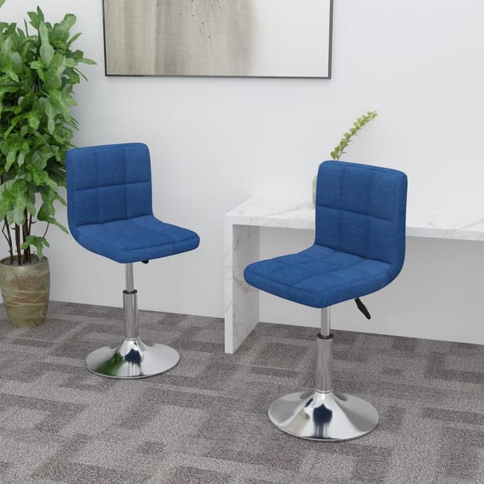 vidaXL - Eetkamerstoelen - 2 - st - draaibaar - stof - blauw