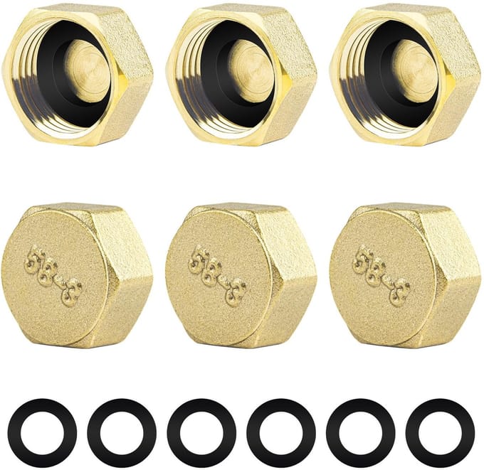 Dailygoods- Tuinslangdop 6 Stuks - Messing Tuinslangdoppen