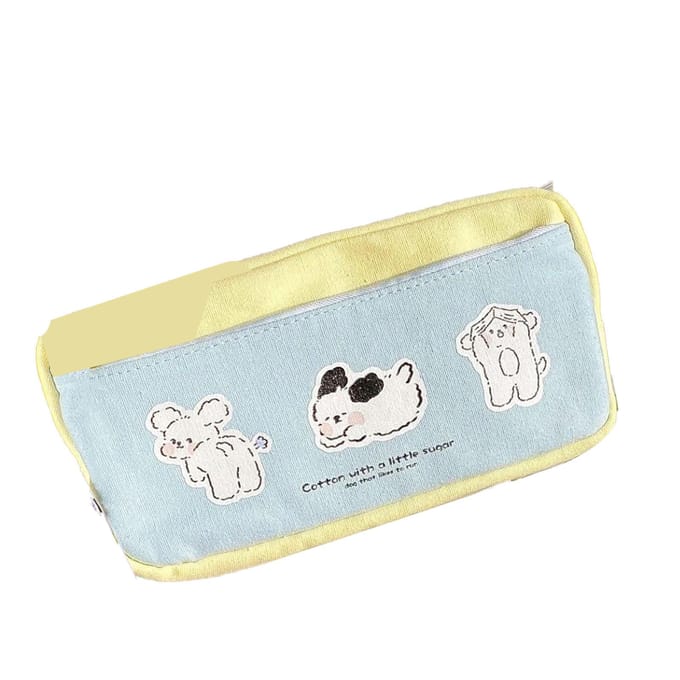 Grote Etui Multipurpose Schattig Grote Capaciteit Meerdere Vakken Draagbaar Canvas Etui beige