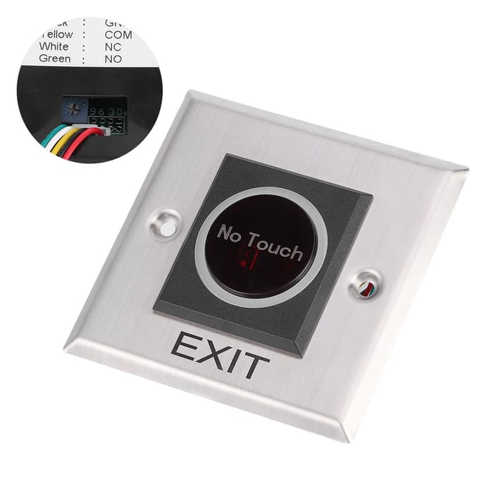 Infrarood Sensor Schakelaar NonTouch Toegangscontrolesysteem Knop met achtergrondverlichting DC12V gray