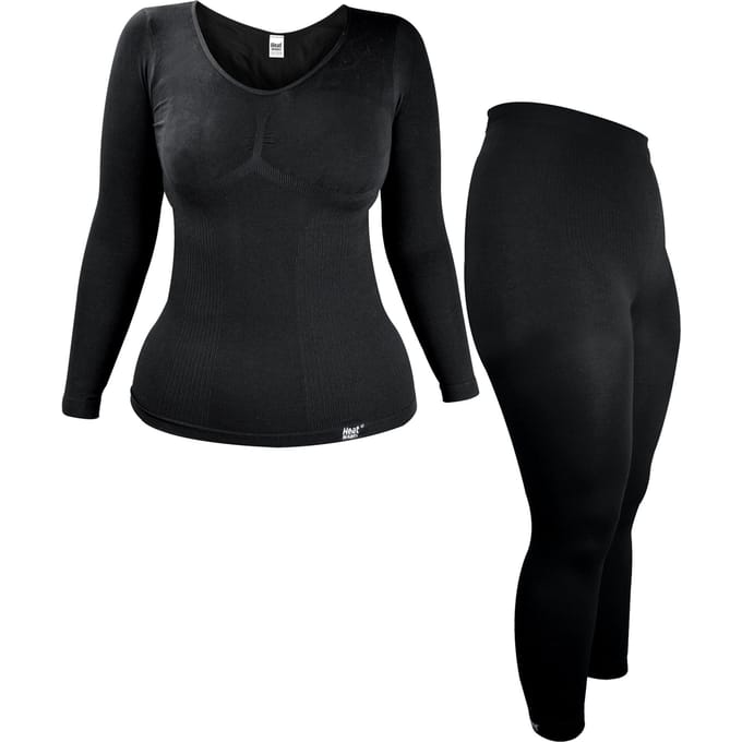 Heat Holders - Dames Thermisch Ondergoed Set - Top & Long Janes - Zwart
