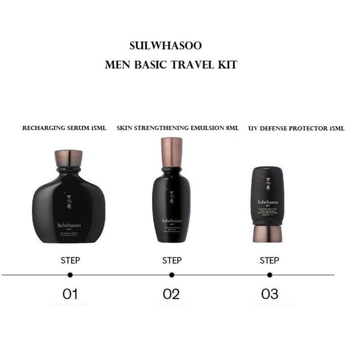Kit de voyage basique pour hommes 3 articles Magasin de marque de luxe coréenne black