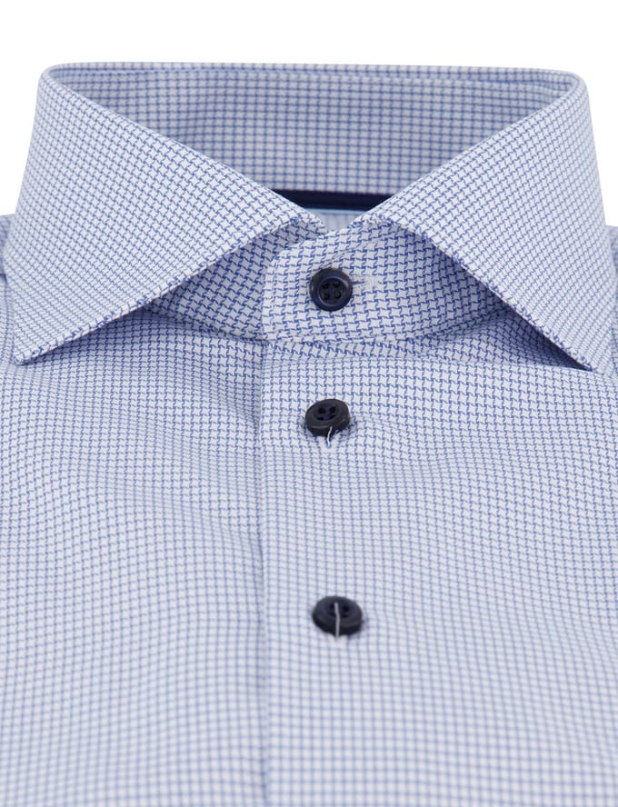 John Miller overhemd geprint blauw lange mouwen