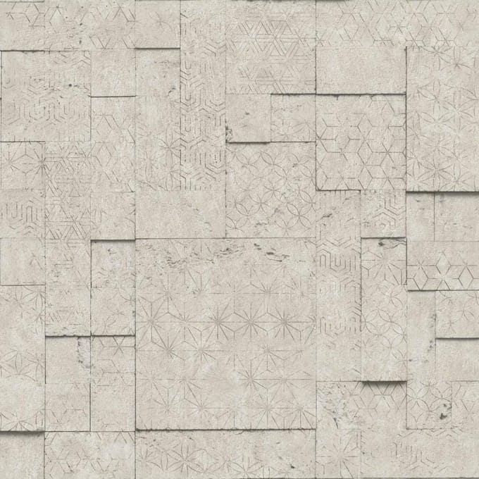 Horizons tegels/dessin beige (tegels vliesbehang, beige)