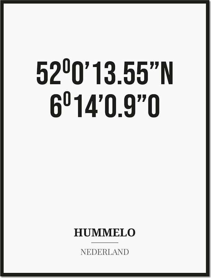 Poster/kaart HUMMELO met coördinaten