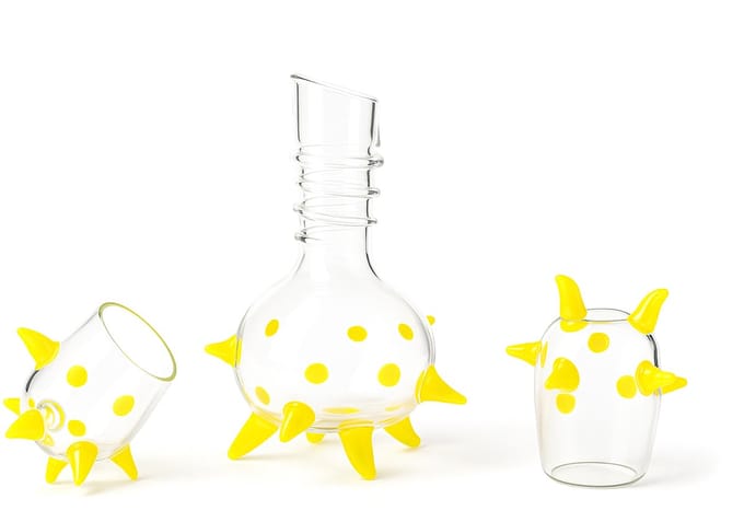 Loranto - 4 Glazen & Karaf Geel - Luxe Drink glazen - Europees glas