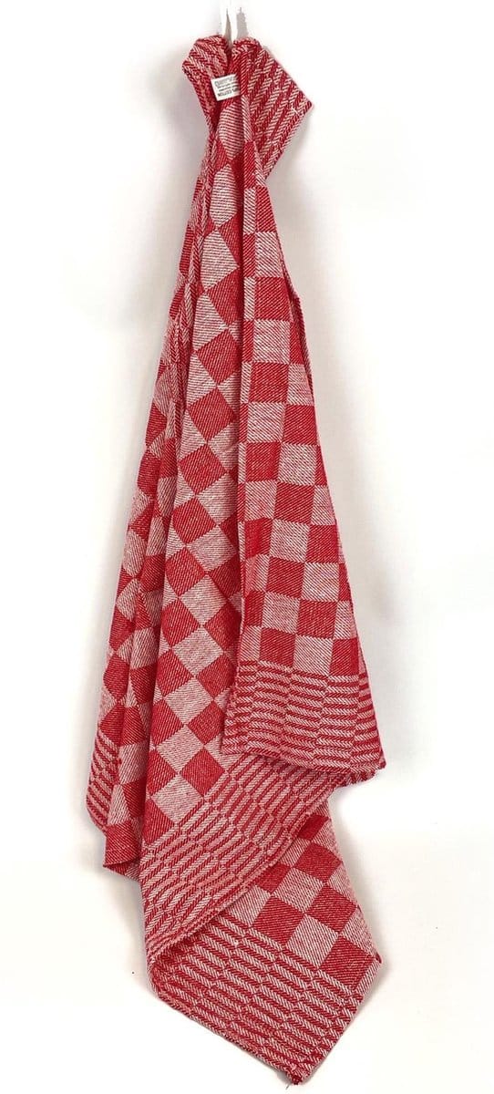 Theedoekenset 60 x 65 cm Geblokt Rood (per set van 6)