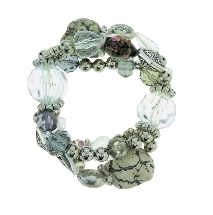 Behave - Armband - kralenmix natuurstijl - bohemian look - elastisch