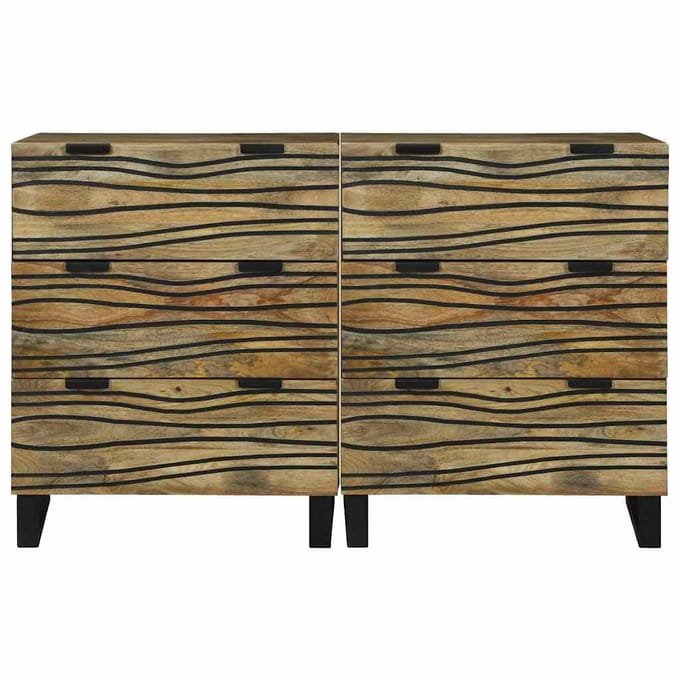 vidaXL - Dressoir - Set - 2 - st - Naturel - 120 - x - 33 - x - 75 - cm - Massief - Mango - Hout