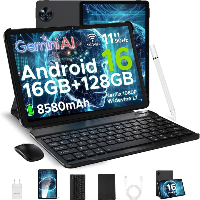 DOOGEE U11 Android 15-tablet met Gemini AI, 27,94 cm, 16 GB + 128 GB/2 TB, 8580 mAh, Unisoc T7200, 5G wifi   Widevine L1   Bluetooth 5.0   13 MP + 5