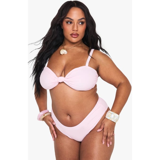 boohoo Dames Plus Geknoopte Bikini | Pink | Maat: 24
