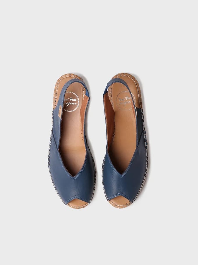 Dames leren espadrille met open neus en sleehak | BERNIA-P