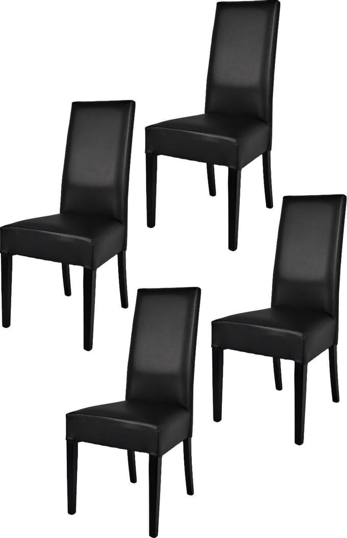 Tommychairs Luisa - Eetkamerstoelen - Set van 4 - Zwart - Kunstleer & Hout
