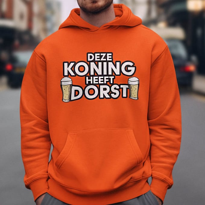 Oranje Koningsdag Hoodie Deze Koning Heeft Dorst S