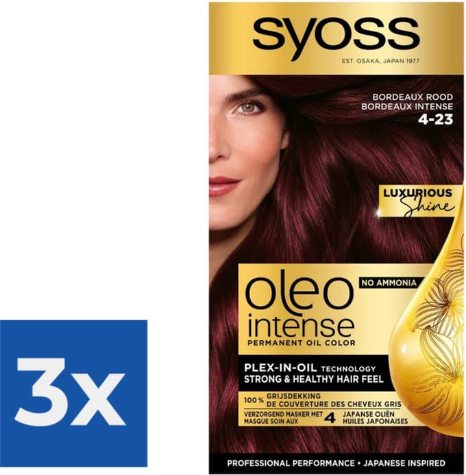 Syoss Oleo Intense - Haarverf - 4-23 - Bordeaux Rood - 115ml x 3
