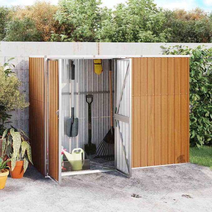 vidaXL - Tuinschuur - 225x89x161 - cm - gegalvaniseerd - staal - bruin