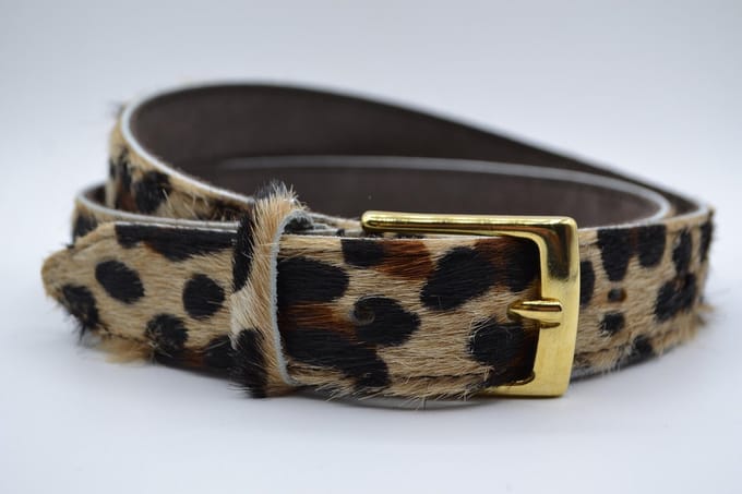 Dames leren riem - Cheetah print 85cm