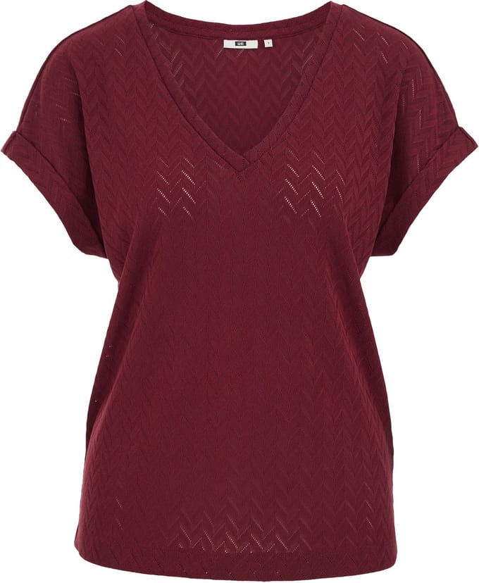 WE Fashion Dames T-shirt met opengewerkt dessin