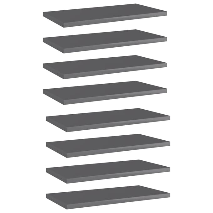 vidaXL - Wandschappen - 8 - st - 40x20x1,5 - cm - spaanplaat - hoogglans - grijs