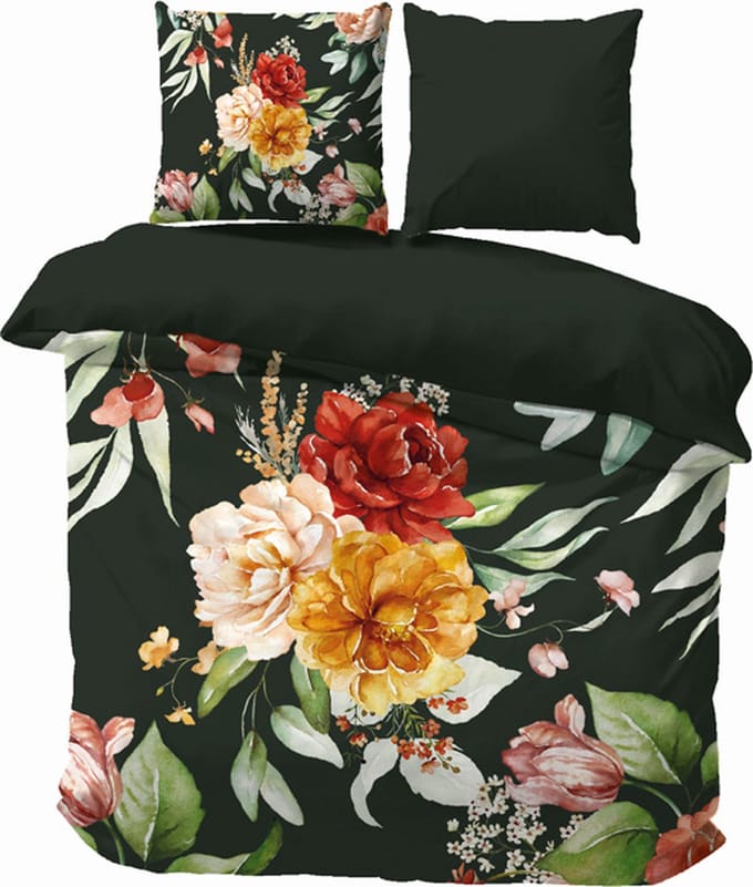iSleep Dekbedovertrek Simone - Eenpersoons - 140x200/220 cm - Donker Groen