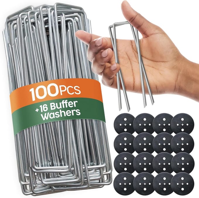 Grondankers voor tuin, camping en kunstgras – 50 stuks 150 mm lang met sluitringen