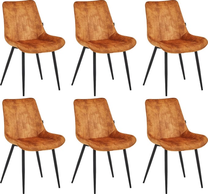 Colenis® - Verta Eetkamerstoel - Set Van 6 - Honey - Adoré Velvet - Industrieel