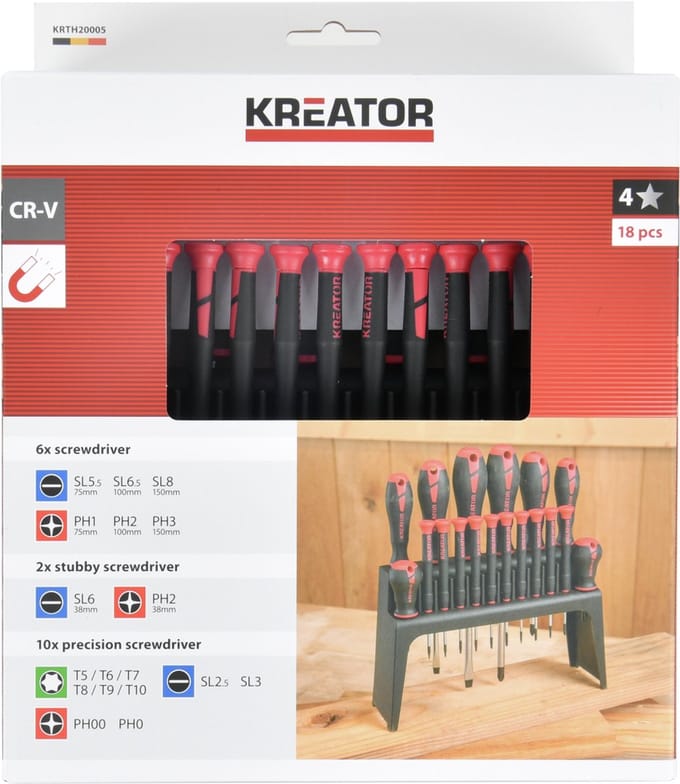 Kreator Schroevendraaierset multi KRTH20005 - Schroevendraaierset multi - 18 st.