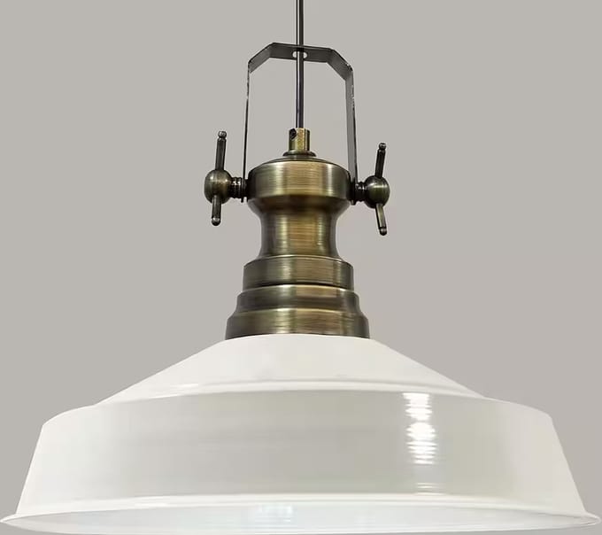 Bamyum Hangende Metalen Lamp Ø41 cm, E27, Vintage Lamp, Wit Binnenkant