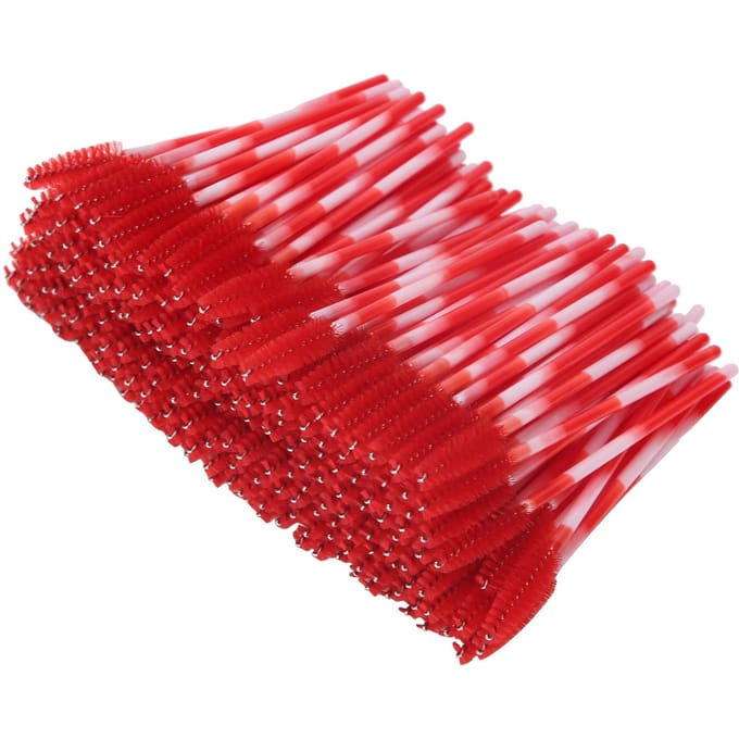 200 stuks Mascara Borsteltjes Applicator Wegwerp Wenkbrauw Borstel Set Wimper Extension Cosmetisch HulpmiddelHelder rood