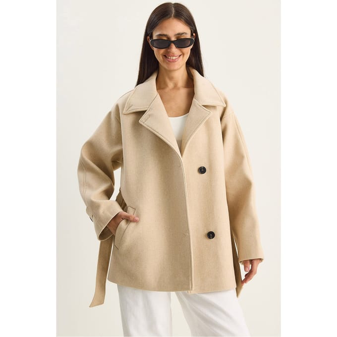 Oversized Midi Jas met Knopsluiting