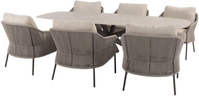Nevada Florence low dining tuinset 250x105xH69 cm 7 delig keramiek terre Taste 4SO