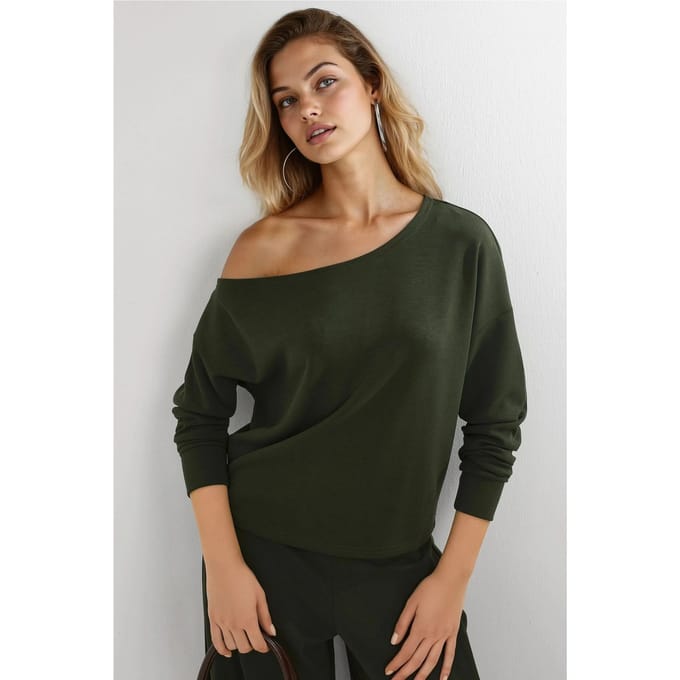 Asymmetrische Kraag Relaxed Fit Sweater