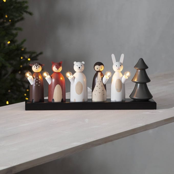 STAR TRADING LED kandelaar Forest Friends, 5-lamps