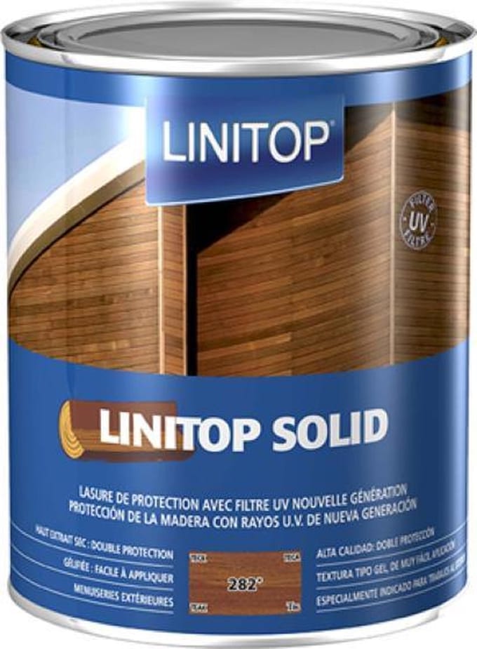 Linitop Solid - Beits - Duurzaam extreem weersbestendige houtbescherming met uv filter - Solventbasis - 2.50 L - 282 Teak