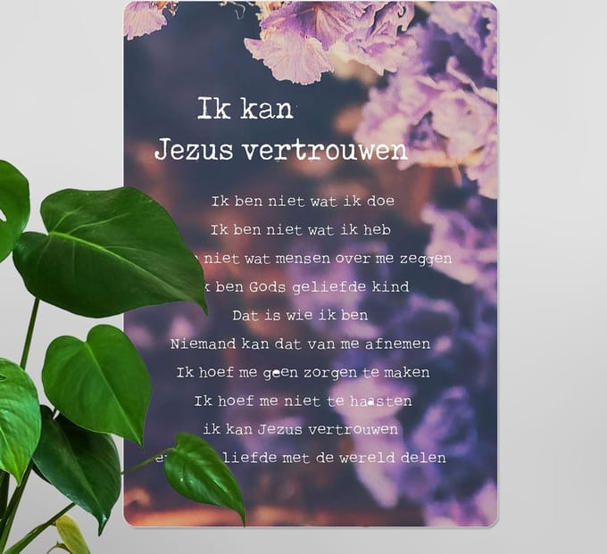 Interieurbord A4 Ik kan Jezus vertrouwen - christelijk - cadeau