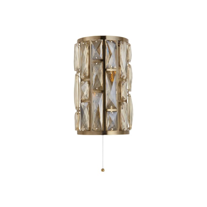 Searchlight Wandlamp Bijou messing 2-lamps kristalglas snoerschakelaar